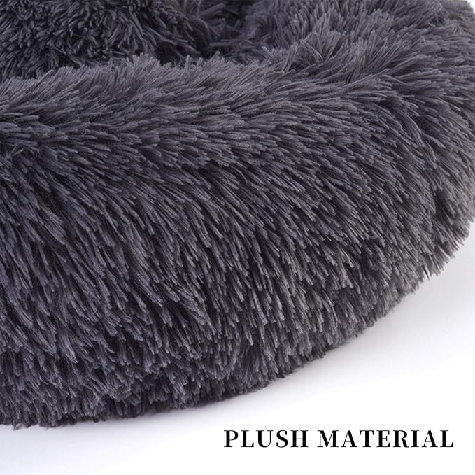 Warming Round Dog Bed for Small, Medium and Large Dogs & Cats, Short & Long Plush Pet Bed, Luxurious Faux Fur Donut Cuddler, Bolster Pet Bed & Sofa, Machine Washable 60CM 24Inch