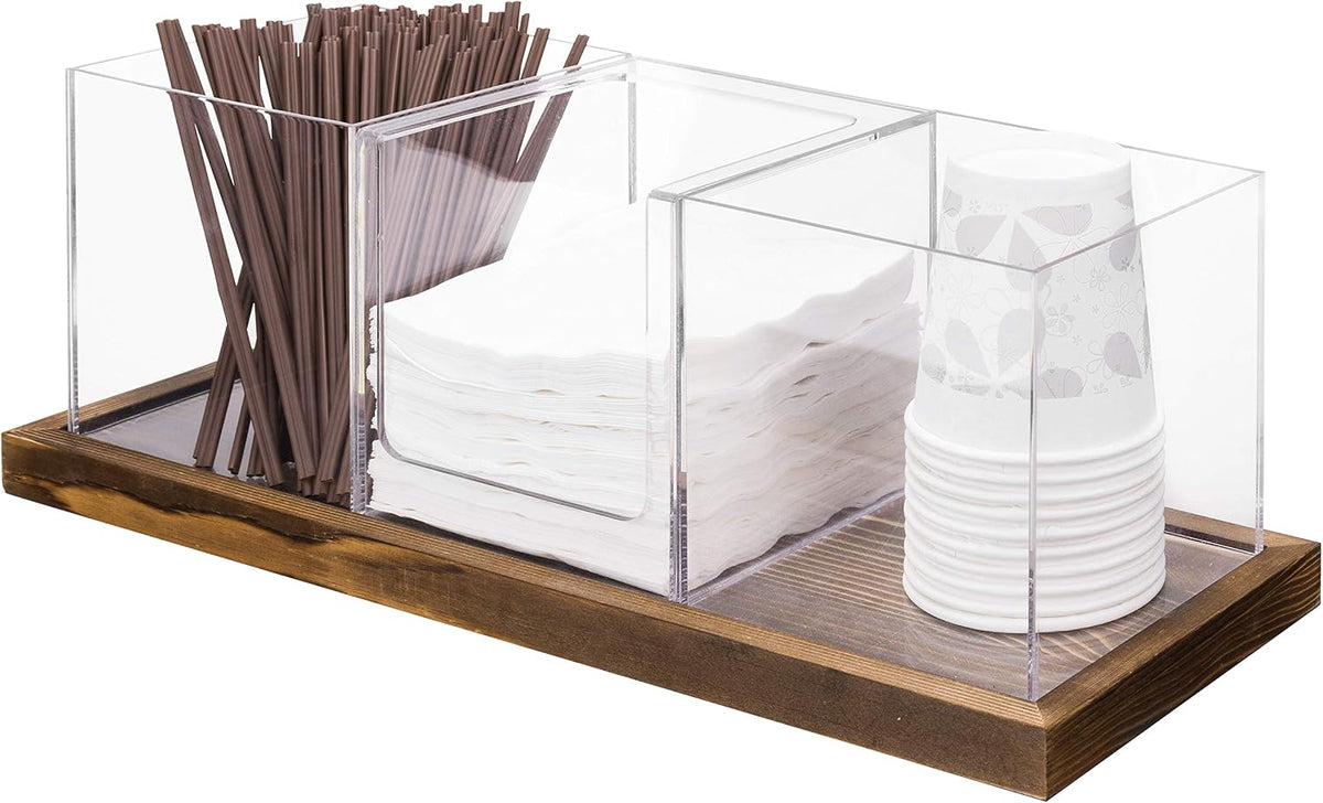 MyGift Coffee & Tea Station Organizer with Acrylic Compartments, 4 Piece