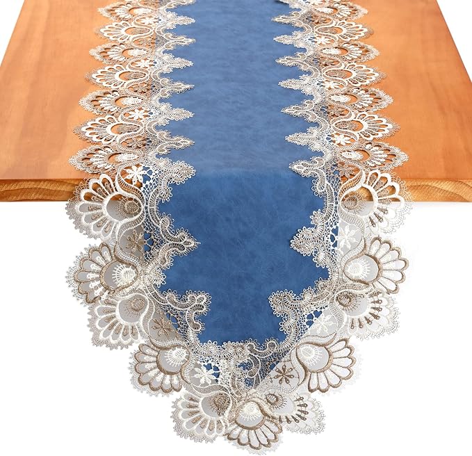 Lace Table Runner, Waterproof Oil-Proof PU Leather Table Runner