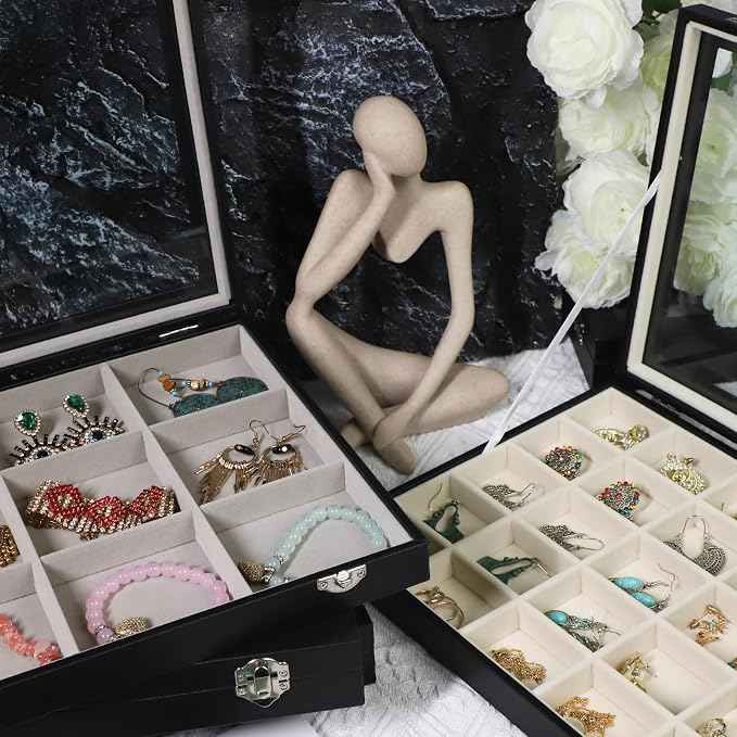 Stratalife Earring Organizer Velvet Jewelry Organizer Box 24 Grid Earring Tray