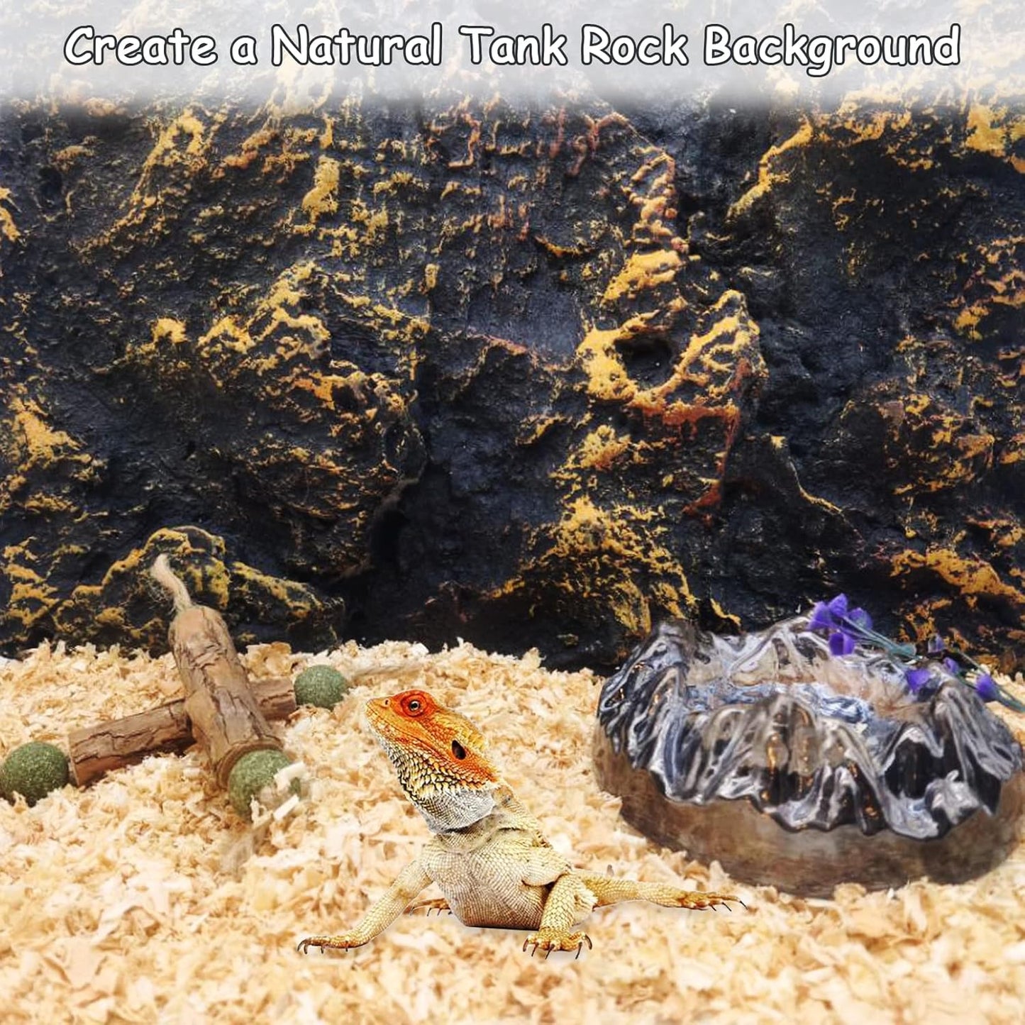 Tfwadmx Rock Terrarium Background 3D Reptile Tank Background Board Amphibian Stereo Backdrop Wall Snake Habitat Decor for Lizard Bearded Dragon Gecko Spider Chameleon Turtle Fish (Small Dragon Stone)