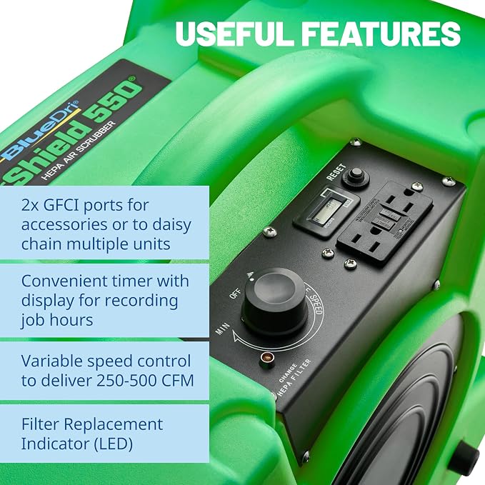 BlueDri Air Shield 550 HEPA Air Scrubber, Water Damage Restoration Equipment