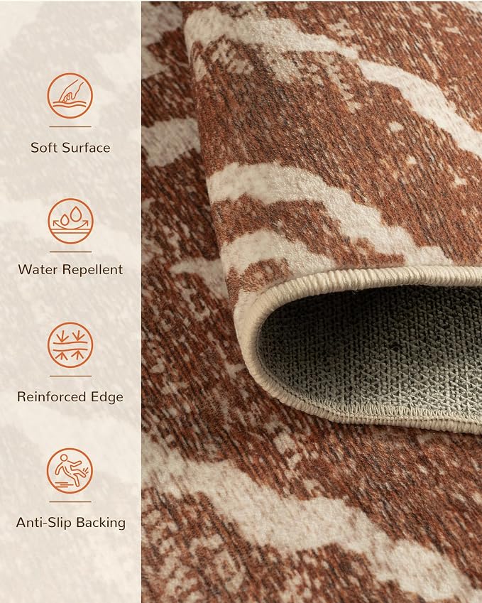 BESTSWEETIE Area Rug 2x5 Rug Machine Washable Non-Slip Low Pile Print Pattern