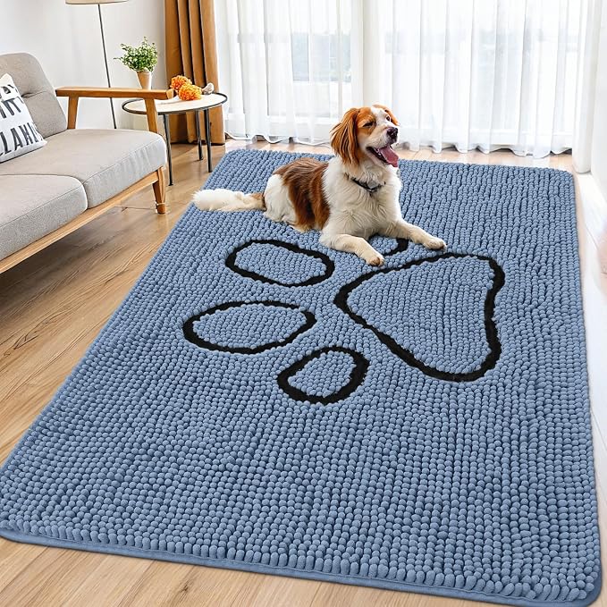 Smiry Dog Door Mat for Muddy Paws, Absorbent Dirt Trapper Non Slip Quick Dry