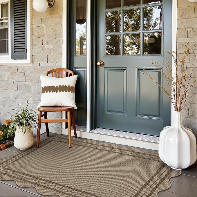 Modern Easy Jute 3x5 Outdoor Patio Rug, Washable Rugs