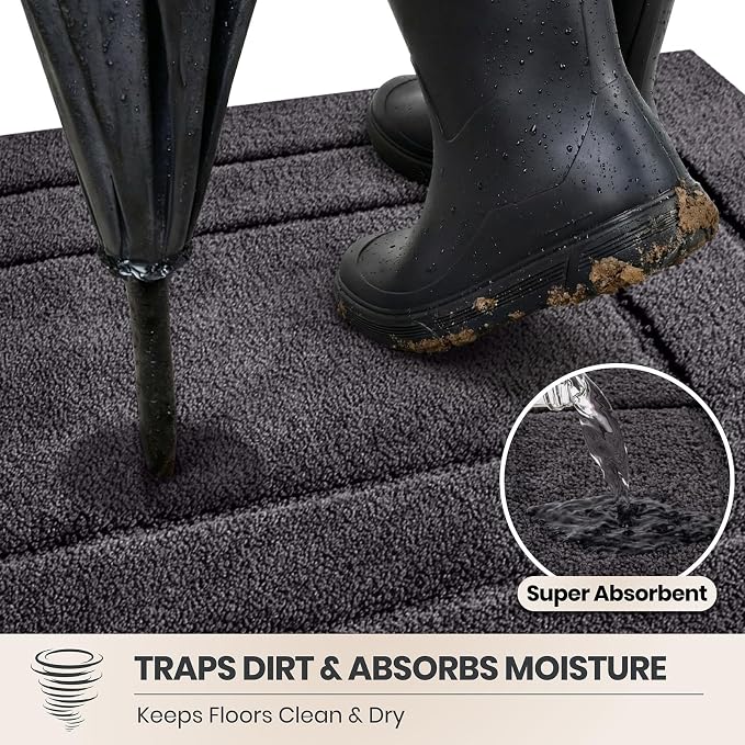 PURRUGS Dirt Trapping Door Mat 24" x 59", Non-Slip/Skid Machine Washable