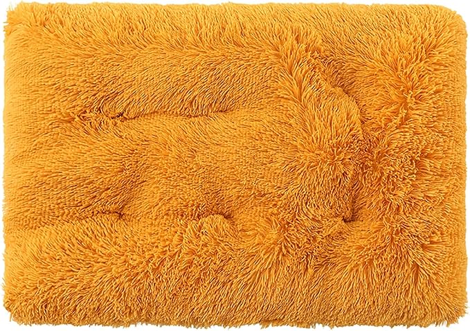 Dog Crate Mat, Dog Bed for Large Dogs, Comfy Fluffy Kennel Pad Anti-Slip for Dog beds & Furniture, Quilted Dog Bed for Pets for Medium/Small Dogs Cats (Color : Yellow, Size : 30x21)