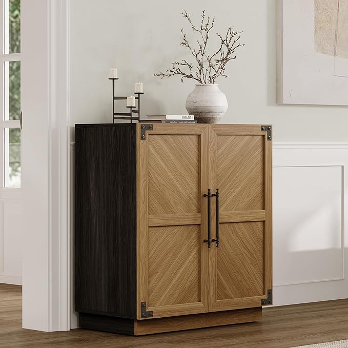 SICOTAS Sideboard Buffet Cabinet with Storage - Modern Farmhouse Credenza with Doors and Adjustable Shelves Fluted Kitchen Buffet Storage Cabinets Coffee Bar Cabinet