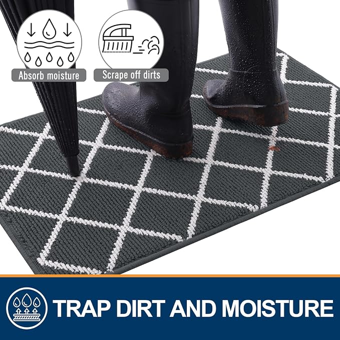 Finchitty Indoor Door Mat, Dirt Resistant and Absorbent, Low-Profile, Washable