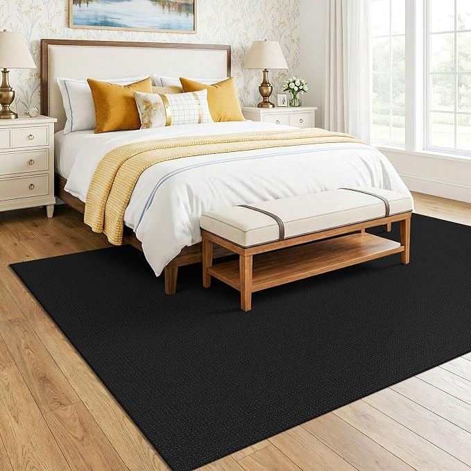 KOZYFLY Black 6x9 Dining Room Rugs, Washable Area Rug