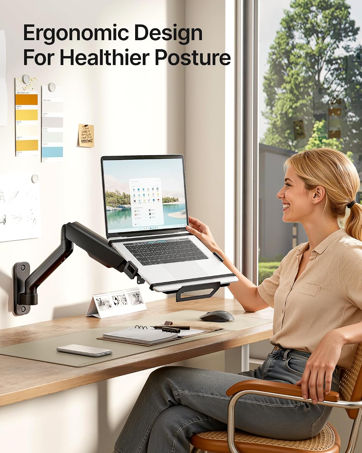 monTEK 2-in-1 Laptop Wall Mount, Fits 12–18" Laptops & 32" Monitors，Black