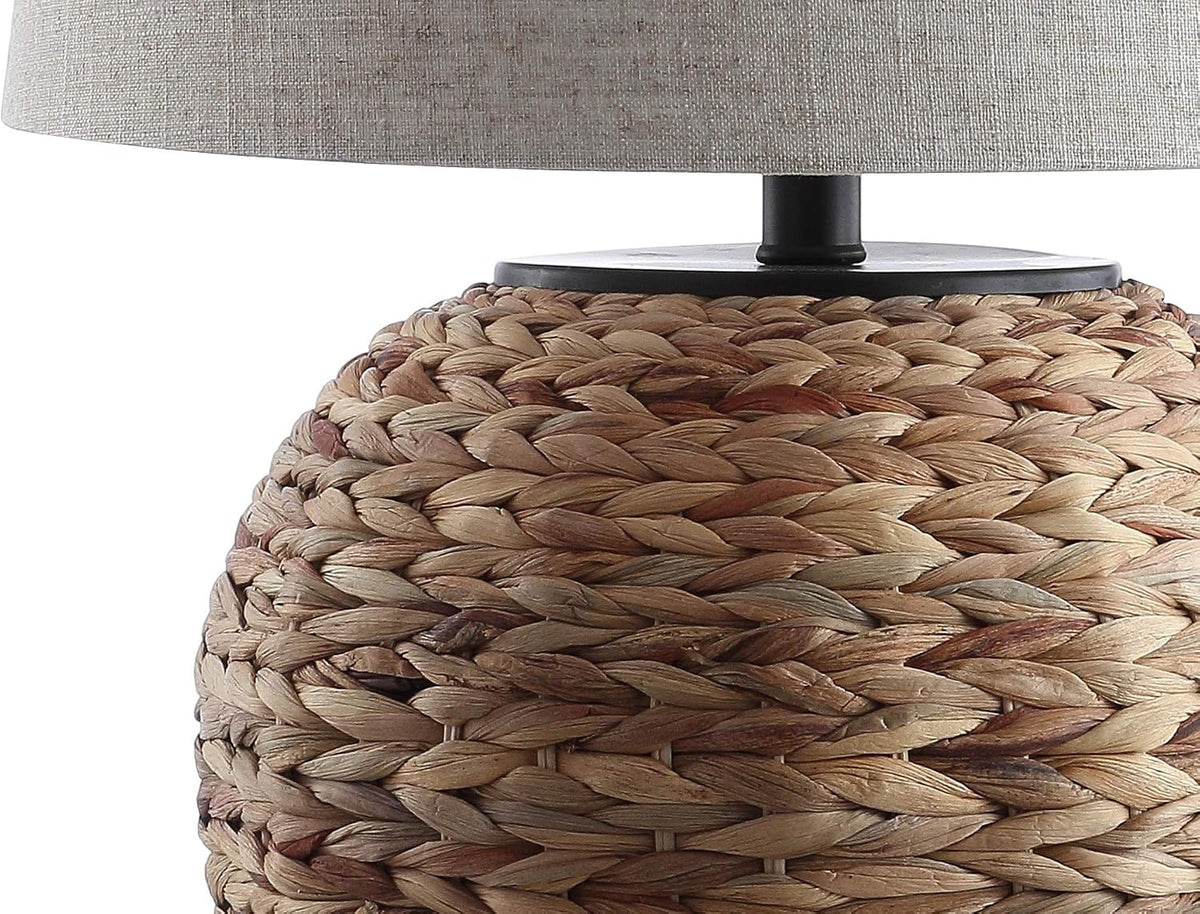 JONATHAN Y Alaro Table Lamp Woven Water Hyacinth Basket 24.5", Natural