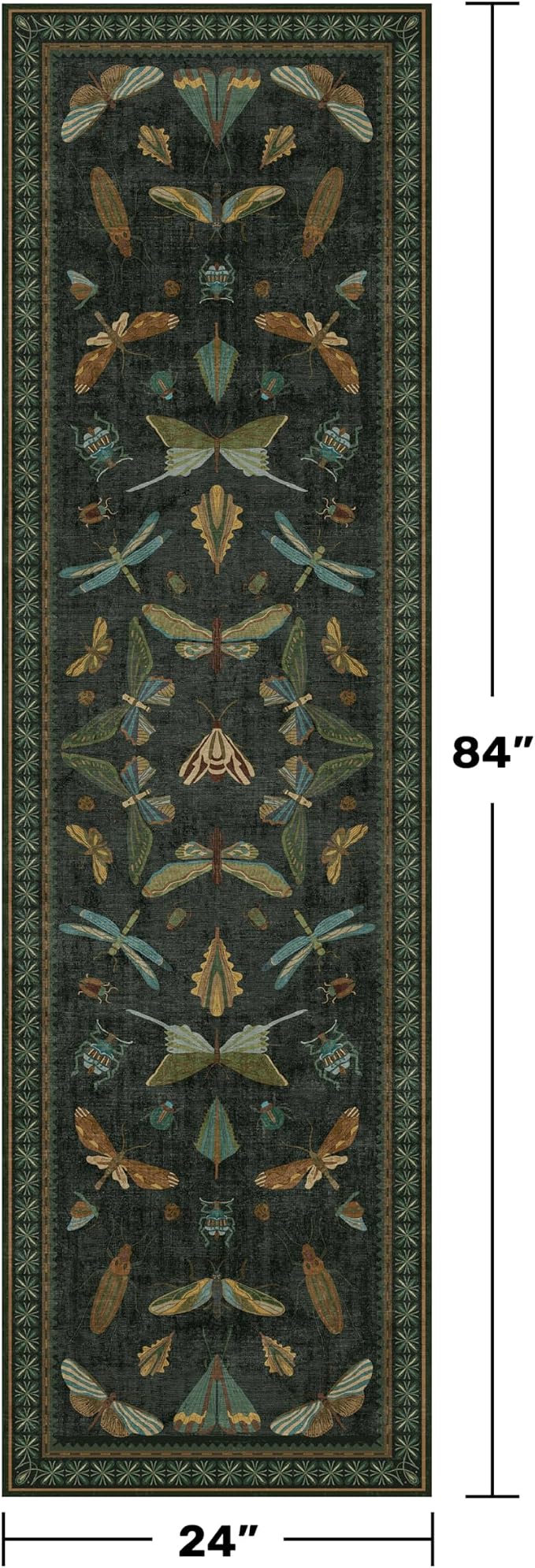 Hazo Haus Insect 2x7 Stain Resistant Kitchen Runner Rugs, Vintage Bathroon Rug