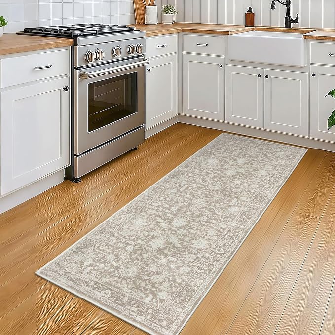 KILOCOCO Hallway Runner 2x5 Kitchen Runner Rug Printed Vintage Floral Washable