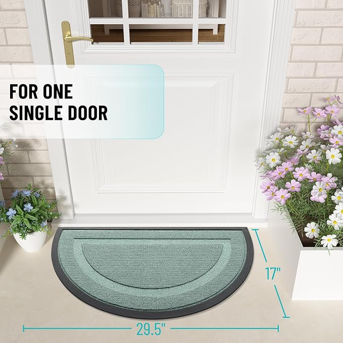 OLANLY Half Circle Door Mat Indoor Outdoor Entrance Welcome, Waterproof