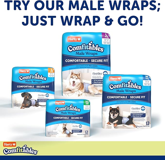 New! Hartz® Comfitables® Disposable Dog Diapers, Size XL 5 count, Comfortable & Secure Fit, Easy to Put On, Super Absorbent Male and Female Diaper