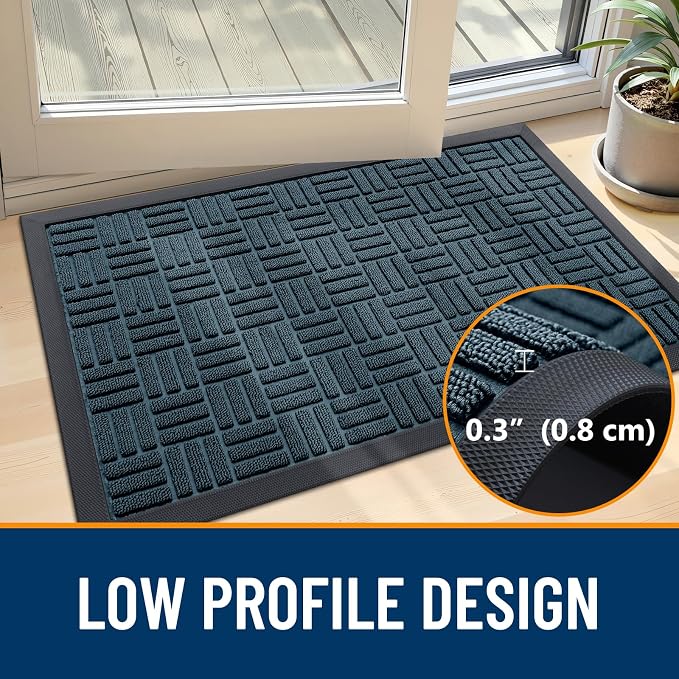OLANLY Front Door Mat Outside Entrance 47x32, Heavy Duty Sturdy Natural Rubber