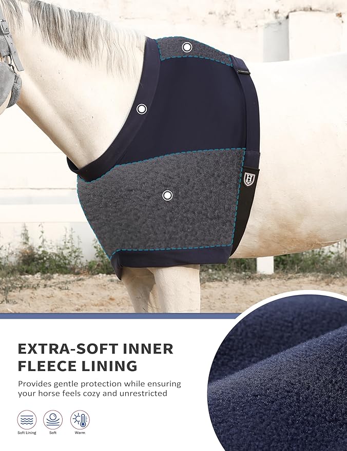 Harrison Howard Horse Shoulder Guard Thick Stretchy with Inner Soft Fleece Lining Adding Comfort Prevents Chafing Navy M