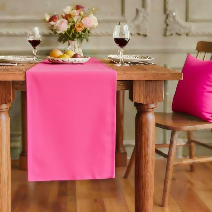 FOLINS&HOME Hot Pink Waterproof Decorative Table Runner 36 Inches Long | 210GSM