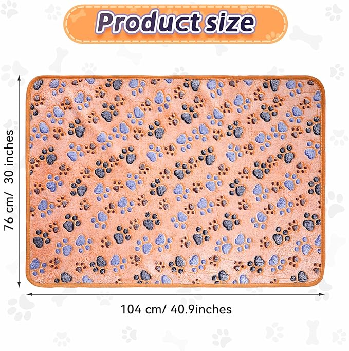 Tatuo 4 Pcs Dog Blanket for Pet Cat Blankets Indoor Puppy Teething Stuff Toys Paw Print Fleece Soft Blanket Sleep Mat for Guinea Pig Cage(Coffee,X-Large(41 x 30 Inch),Square)