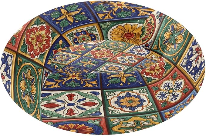 Round Cat Bed Dog Bed,15.7in Mexican Tile Patterns Washable Non-Slip Bottom Soft Pet Bed for Small Medium Dogs and Cats