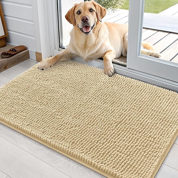 OLANLY Dog Door Mat for Muddy Paws 36x24, Absorbs Moisture and Dirt, Absorbent