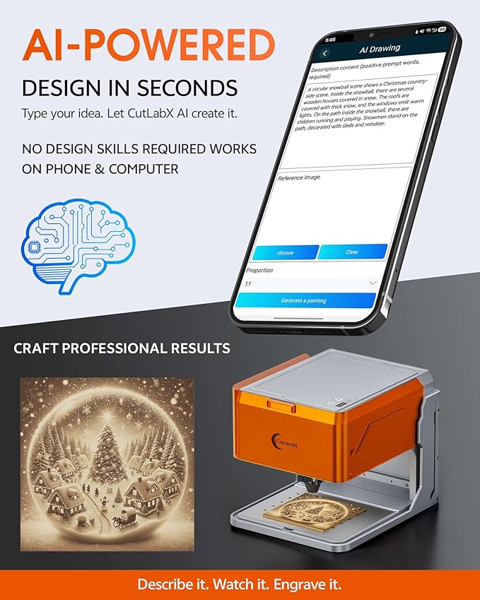 5W Desktop Laser Engraver with Camera, WiFi & AI, A1 Pro AA Beginner Smart
