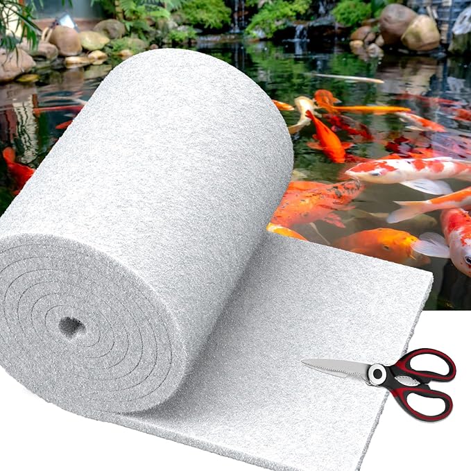 Classic Pond Filter Pad Aquarium Media 18"x72"x1", 9 Ft² White Thicker Reusable