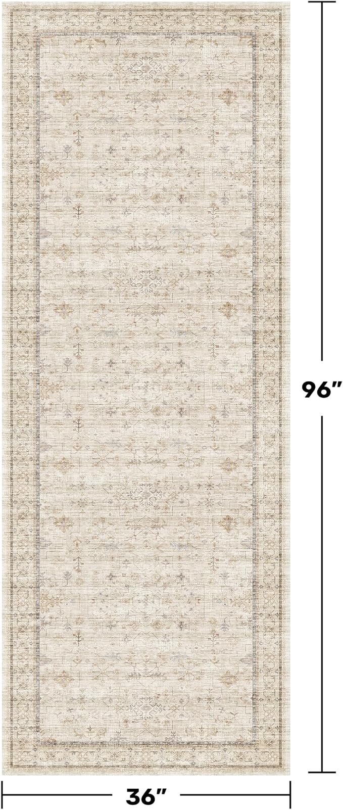 3x8 Non Slip Wide Runner Rug for Hallway Washable, Long Farmhouse Kitchen Rugs