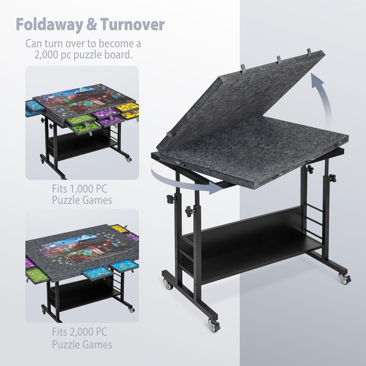 Tektalk 2000 Piece Foldable Felt Jigsaw Puzzle Board - Dark Gray