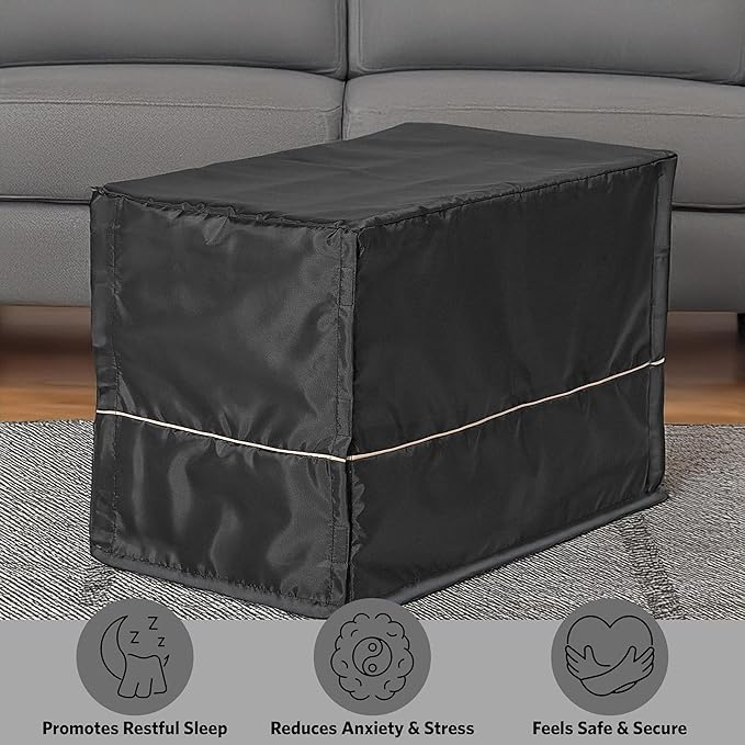 MidWest Homes for Pets XS Dog Crate Cover, Black Polyester Privacy Kennel Cover Fits Most 22-inch Crates, Machine Washable, Reduces Barking & Chewing