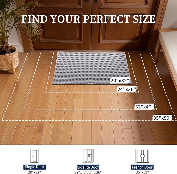 YIHOUSE Indoor Door Mat 20" x 32", Non-Slip Washable Entryway Mat, Dirt Trapper