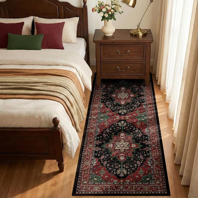 RELEANY Area Rugs Runner 2'x5' Washable Non-Slip, Floral Vintage Distress