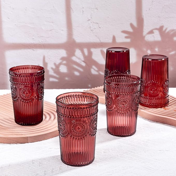 Ciaell 12 Pack Burgundy Plastic Water Glasses
