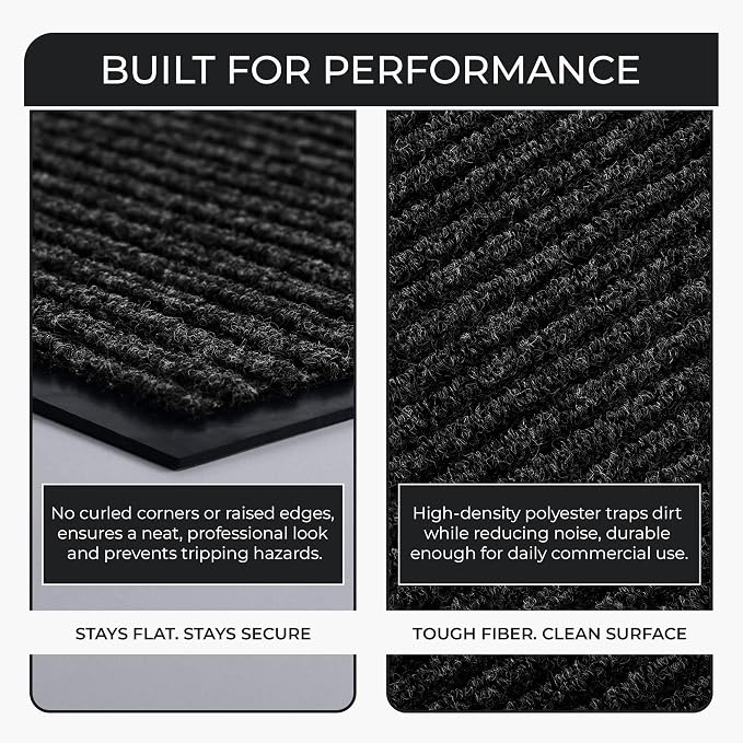 Commercial Door Mat 4'x16' Black, Heavy Duty Industrial Floor Mat