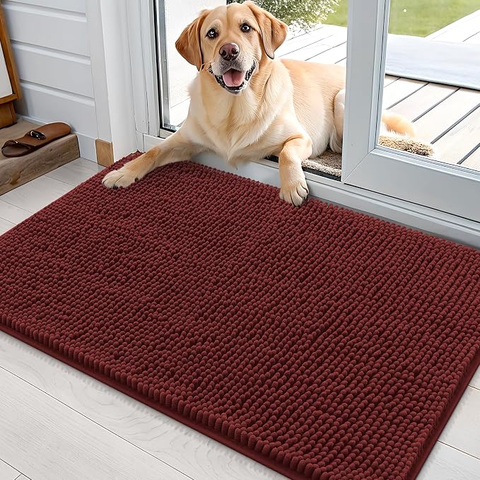 OLANLY Dog Door Mat for Muddy Paws 36x24, Absorbs Moisture and Dirt, Absorbent