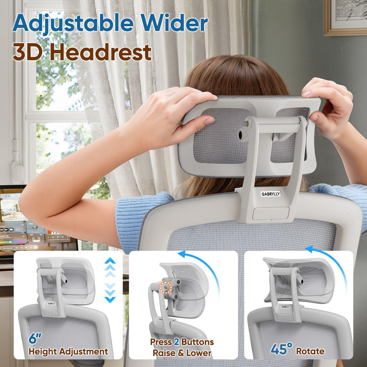 Ergonomic High-Back Office Chair with Footrest – Flip-Up Arms, 3D Headrest, 135° Recline, and Wide Mesh Seat with Lumbar Support. Rolling Swivel Task Chair for Gaming or Work, Sturdy, 300 LBS, 01NT-FT