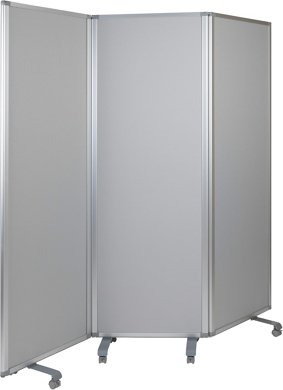 Flash Furniture Raisley 3-Section Mobile Magnetic Whiteboard and Cloth Partition, Rolling Dry Erase Board Room Divider, 72"H x 24"W