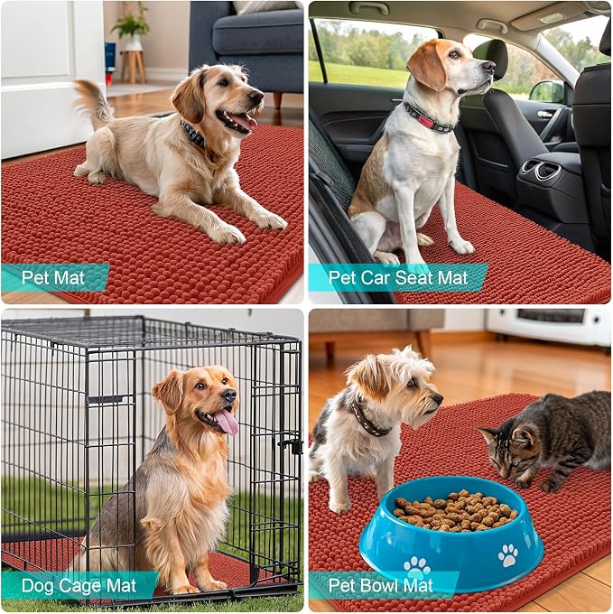 OLANLY Dog Door Mat for Muddy Paws 47x17, Absorbs Moisture and Dirt, Absorbent