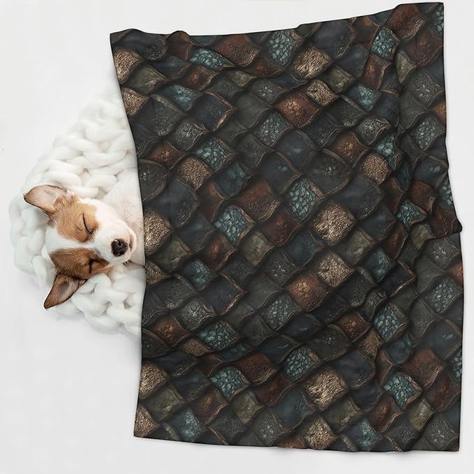 Waterproof Dog Blanket Soft Pet Blanket for Puppy Cat, Fleece Cat Throw Blankets for Furniture Bed Couch Sofa Reversible - Realistic Scales 1
