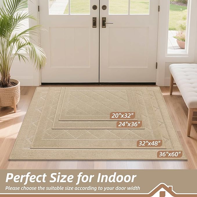 BEQHAUSE Dirt Trapper Door Mat 24" x 36", Doormat Non-Slip Entryway Rugs