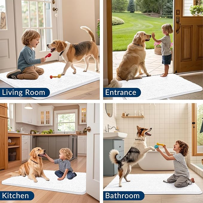 Smiry Dog Door Mat for Muddy Paws 36x24, Absorbent Dirt Trapper, Non-Slip