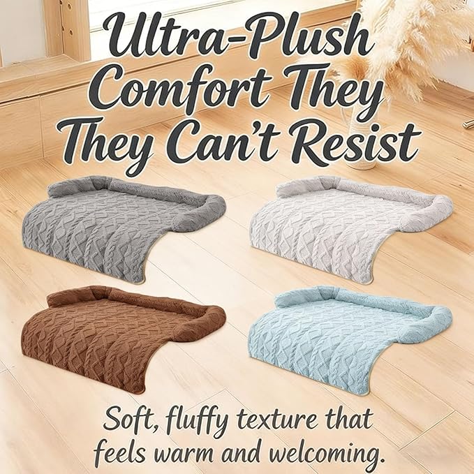 Dream Cloud Pet Sofa Bed for Couch, 2026 Upgraded Plush Washable Waterproof Non-Slip Pet Mat, Cozy Furniture Protector for Small Medium Dogs & Cats (Gray)