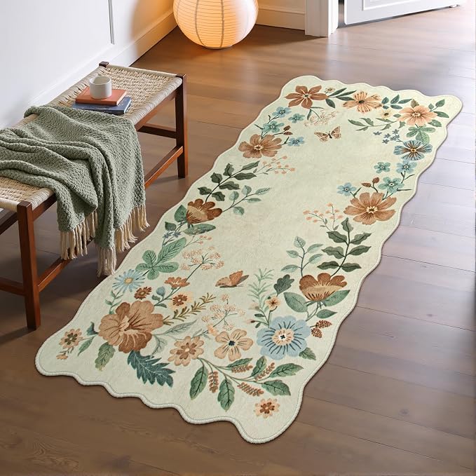 Lahome Floral Entryway Rug, 2x4 Washable Kitchen Rugs Non Slip Ultra-Thin