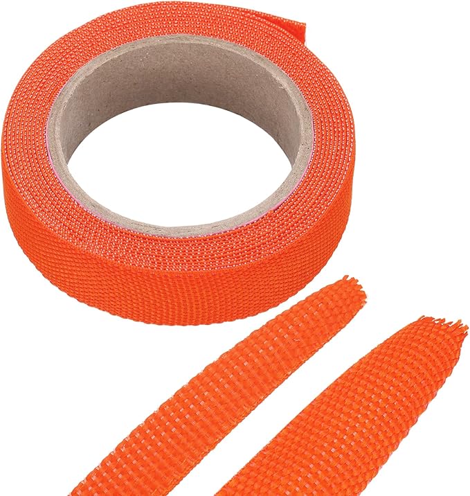 MECCANIXITY Braided Cable Sleeves Heat Shrinkable Fabric Sleeving, 1/2" 10ft Orange 2:1 Ratio Heat Shrinkable Cord Protector for Harness Cable, Network Cable Protection, Cable Management