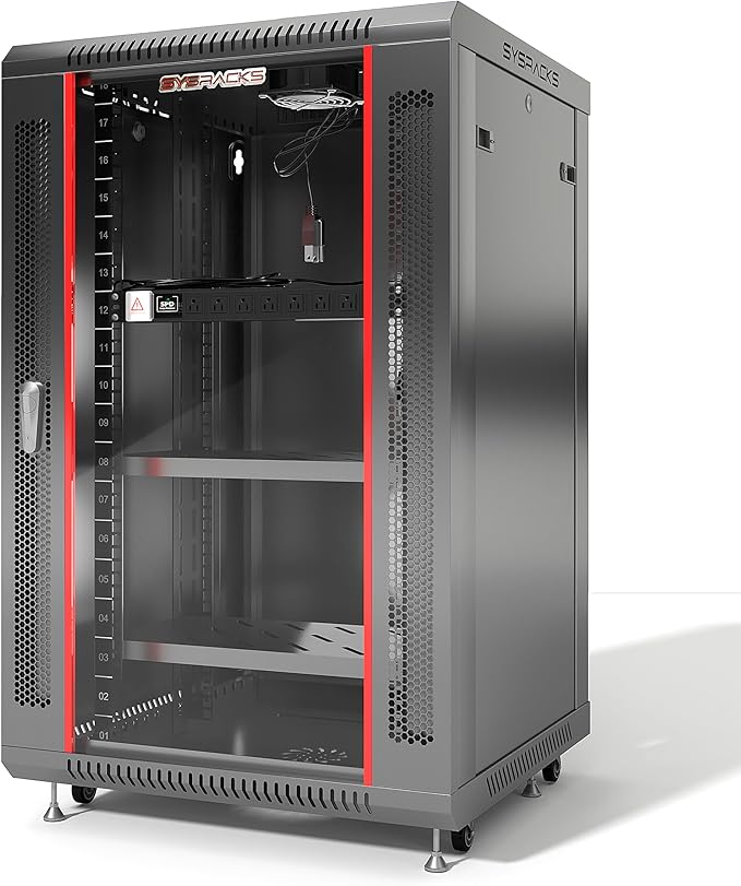 Sysracks 18U Wall Mount Server Rack Cabinet, 19” Locking Network Rack, 24” Deep