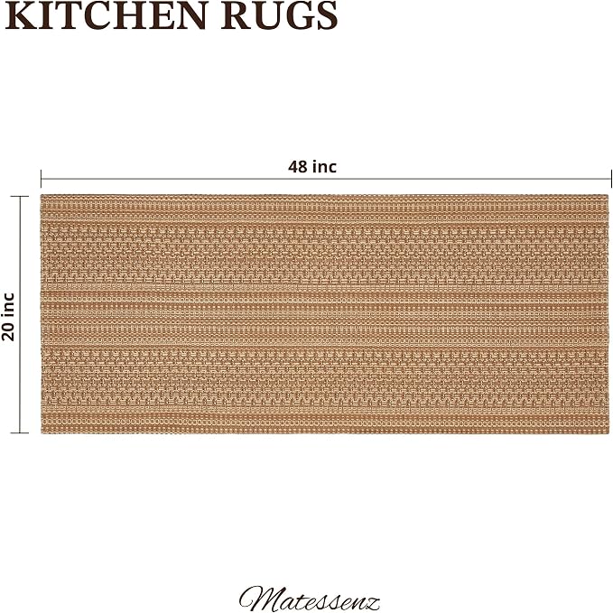 MatEssenz 20"x48" Kitchen Mats for Floor, Woven Kitchen Rugs, Machine Washable