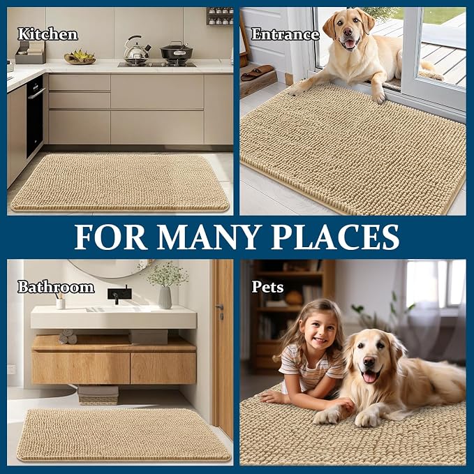 OLANLY Dog Door Mat for Muddy Paws 54x24, Absorbs Moisture and Dirt, Absorbent