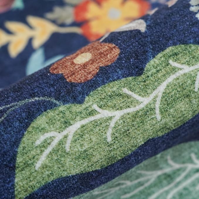2x6 Hallway Floral Rug Runner: Washable Non Slip Low Pile Area Rug