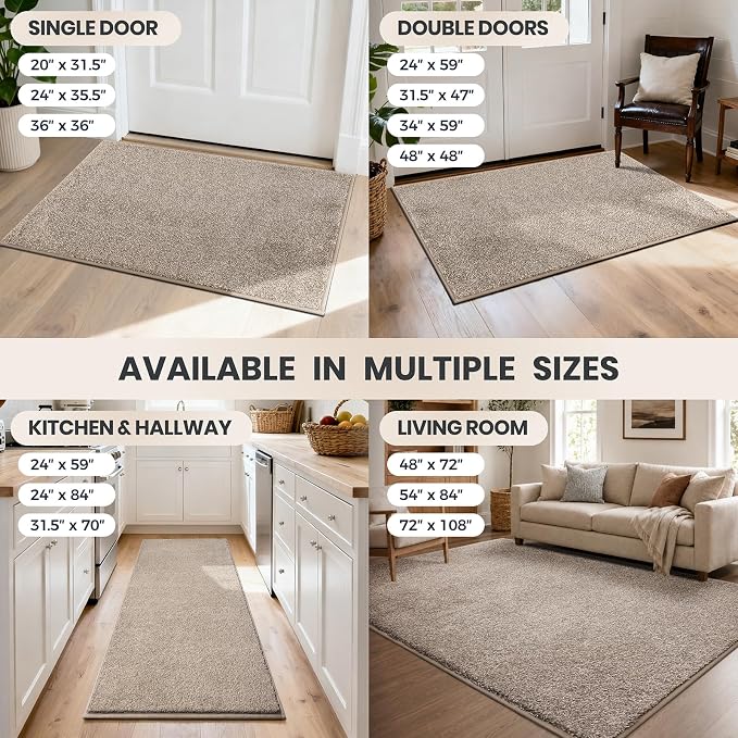 PURRUGS Dirt Trapping Door Mat 36" x 36", Non-Slip Machine Washable Entryway Rug